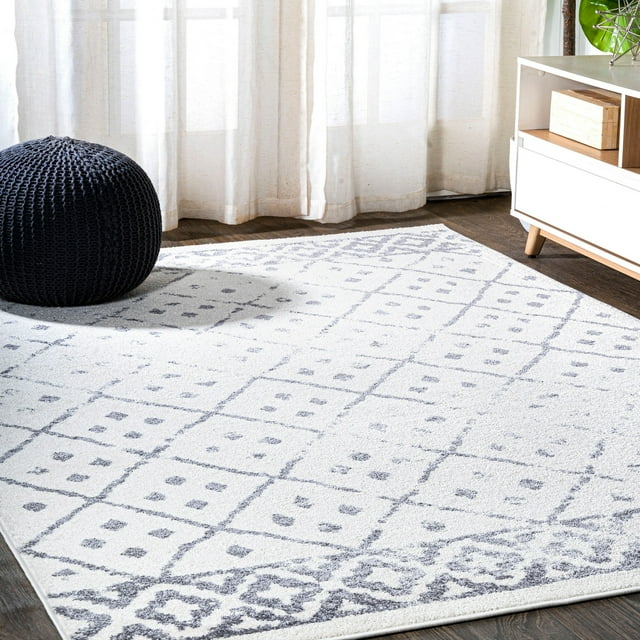 JONATHAN Y MOH508A-3 Juba Moroccan Geometric Diamond Ivory/Gray 3 ft. x 5 ft. Area Rug, Bohemian Vintage, Pet Friendly, Stain Resistant, Easy to Clean, for Living Room; Kitchen, Bedroom