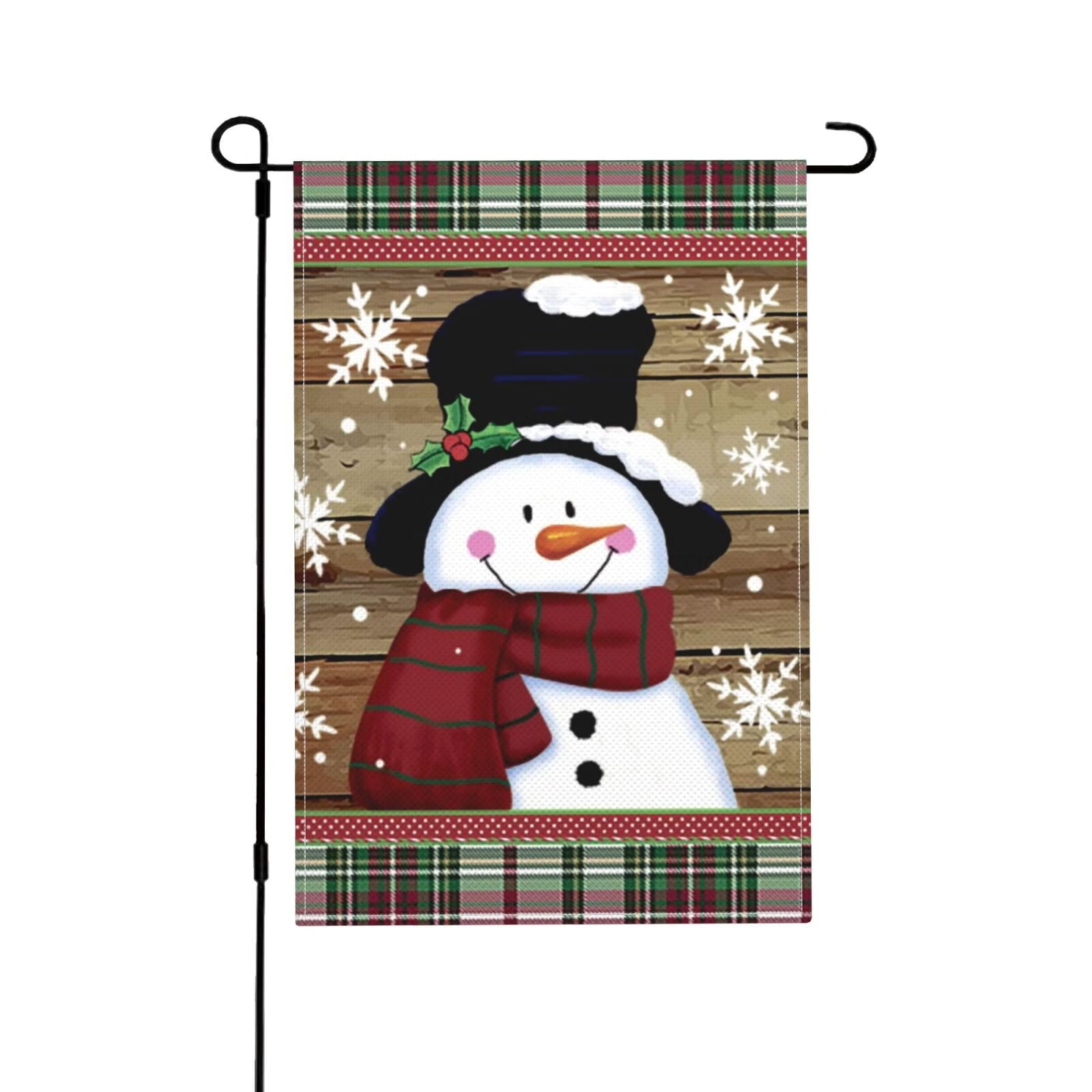 JOOCAR Smile Snowman with Red Scarf Outdoor Yard Flag Decorative Snowflake Winter Garden Flag 12x18 Inch