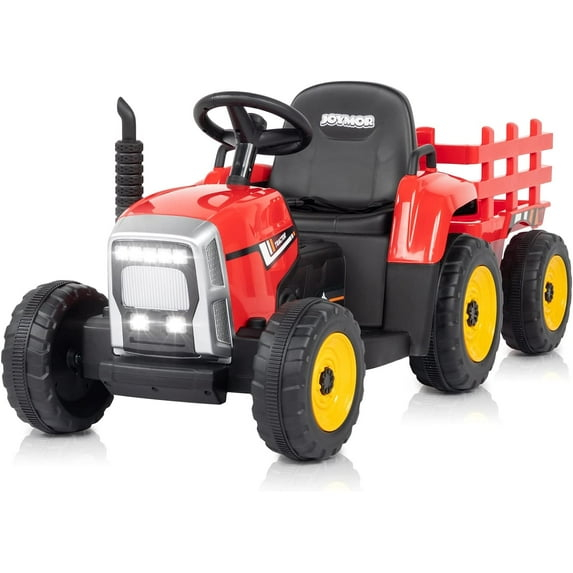 JOYMOR Ride on Tractor with Remote Control, 12V Electric Tractor with Trailer for Toddler, Battery Powered Ride on car Toy for Boys and Girls