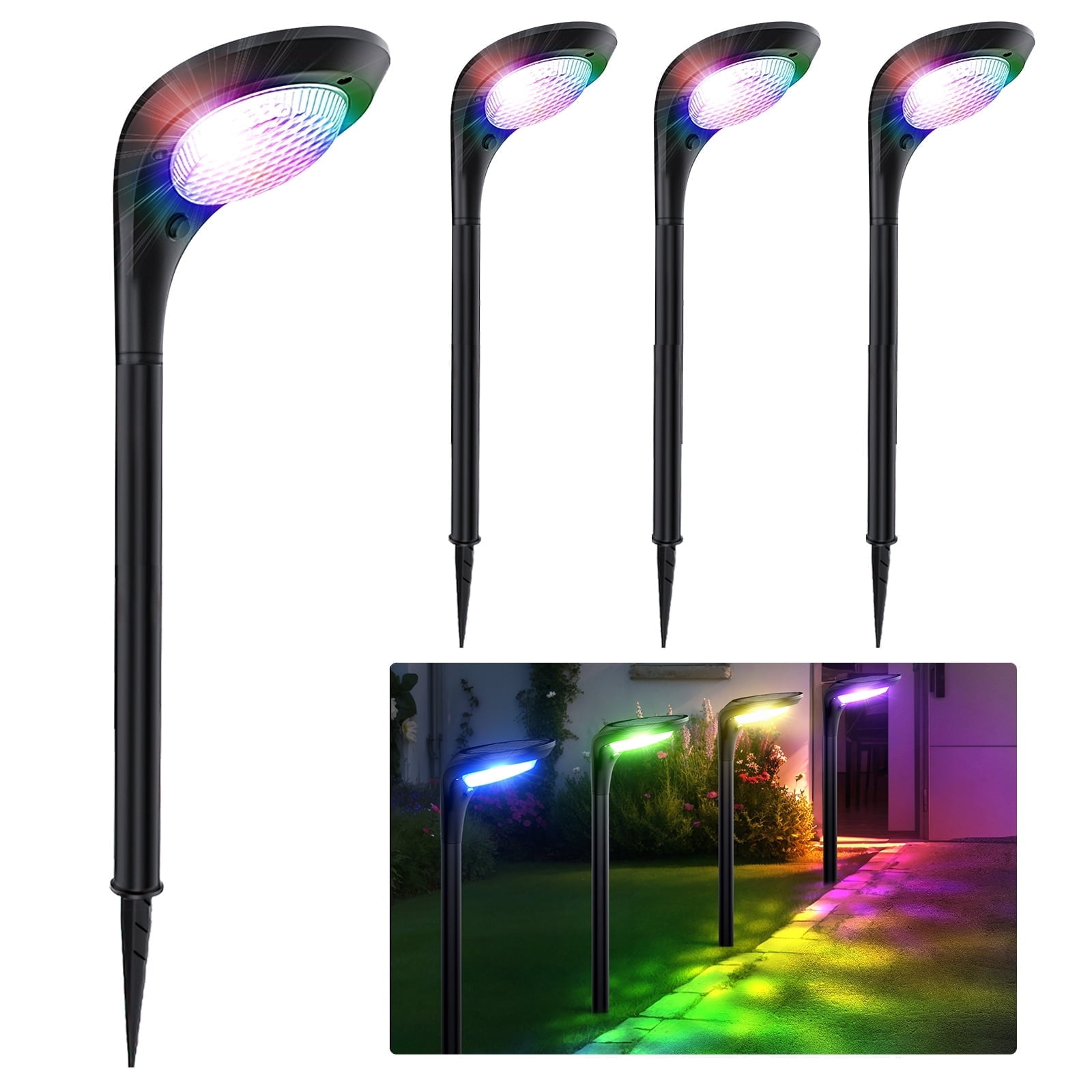 JSOT 4 Pack Solar Pathway Lights, Solar Garden Lights for Walkway, Driveway, Yard, White Light & Warm Light