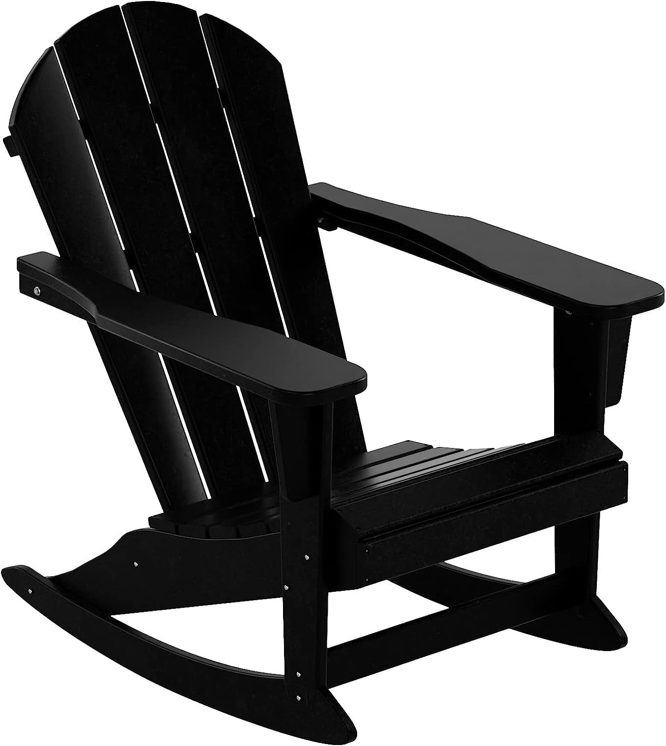 JUSTLET Plastic Adirondack Rocking Chair,HDPE All-Weather Outdoor Rocking Adirondack Chair for Porch, Patio, Balcony,Black