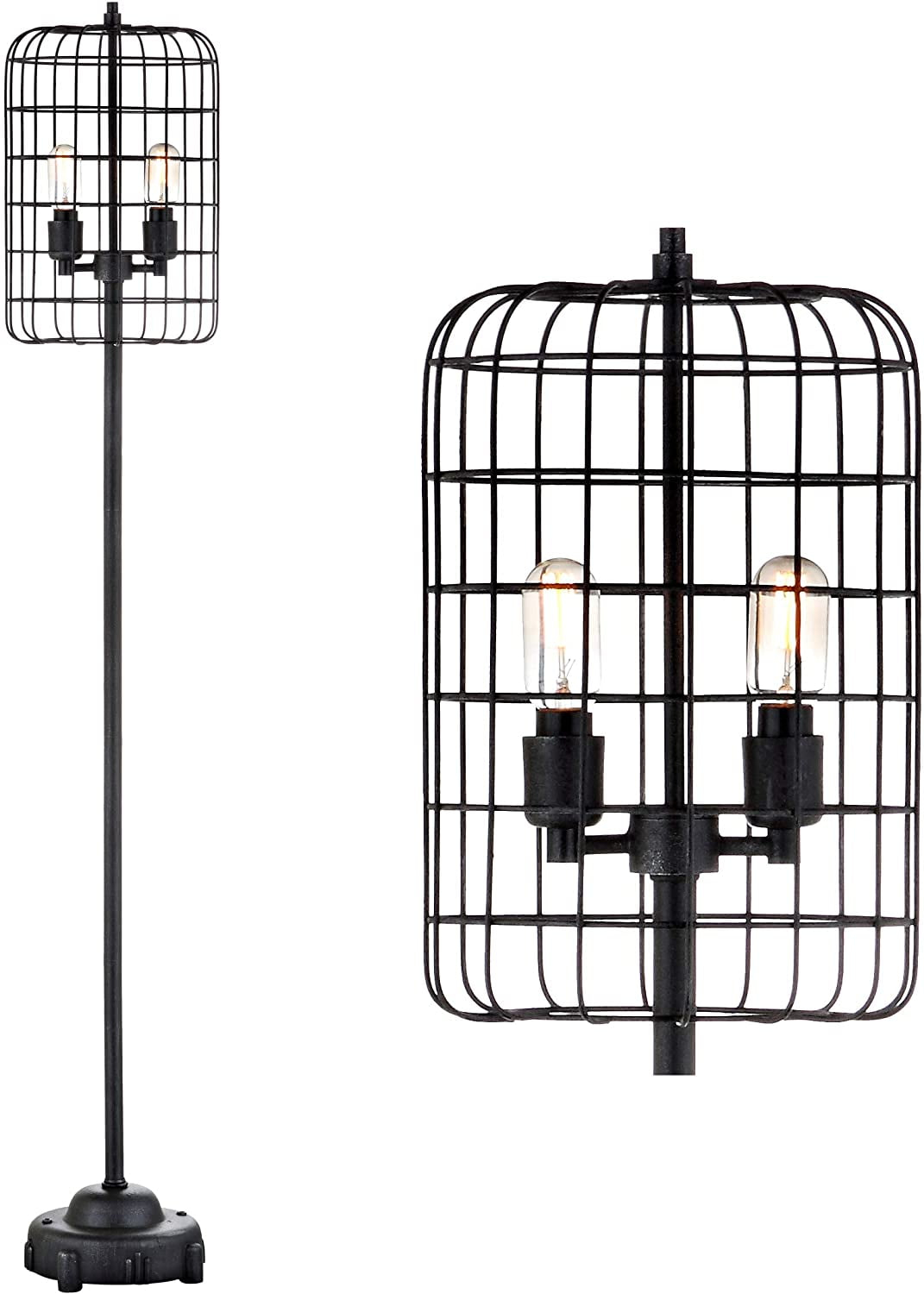 Odette 65" Industrial Metal Floor Lamp, Black/Silver
