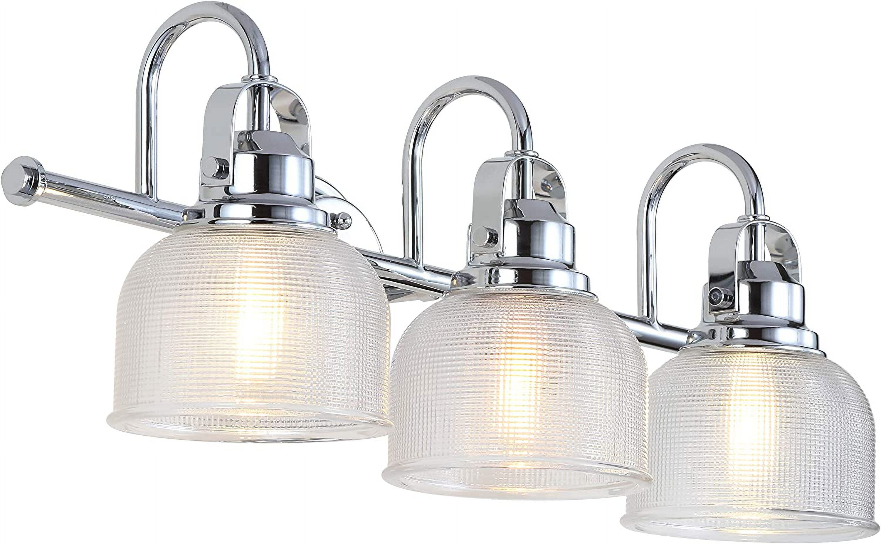 JYL7409A Virginia 25.25" 3-Light Metal/Glass LED Traditional Classic Vanity Light Modern 2700K LED 4W Bulbs Entryway Lobby Kitchen Bathroom Bedroom Living Room Hallway, Chrome