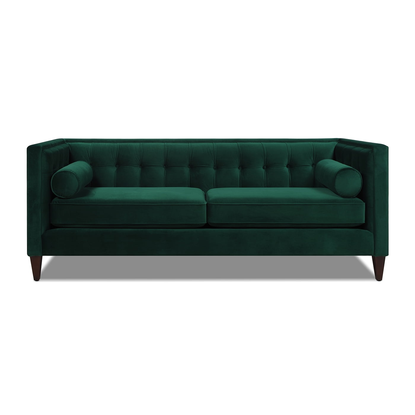 Jack 84" Velvet Tufted Tuxedo Sofa Double Cushion in Evergreen