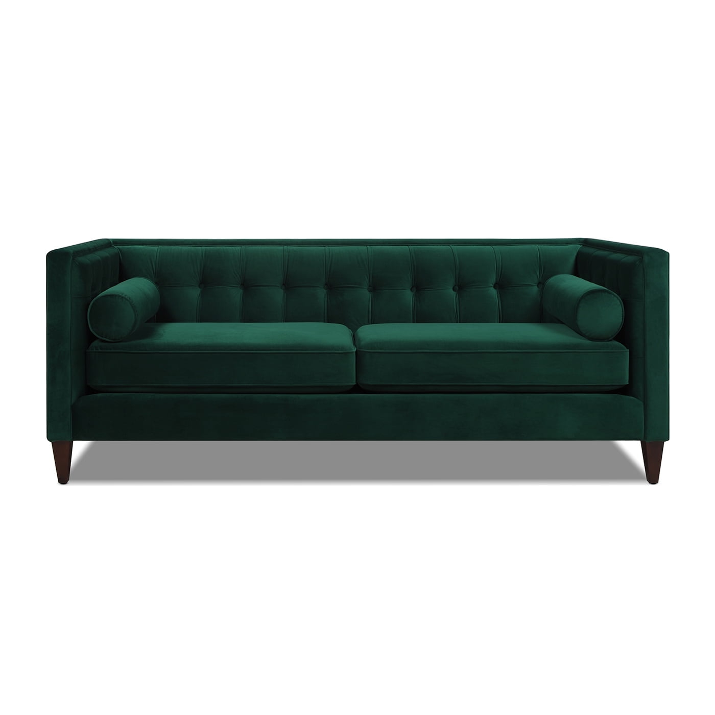 Jack 84" Velvet Tufted Tuxedo Sofa Double Cushion in Evergreen