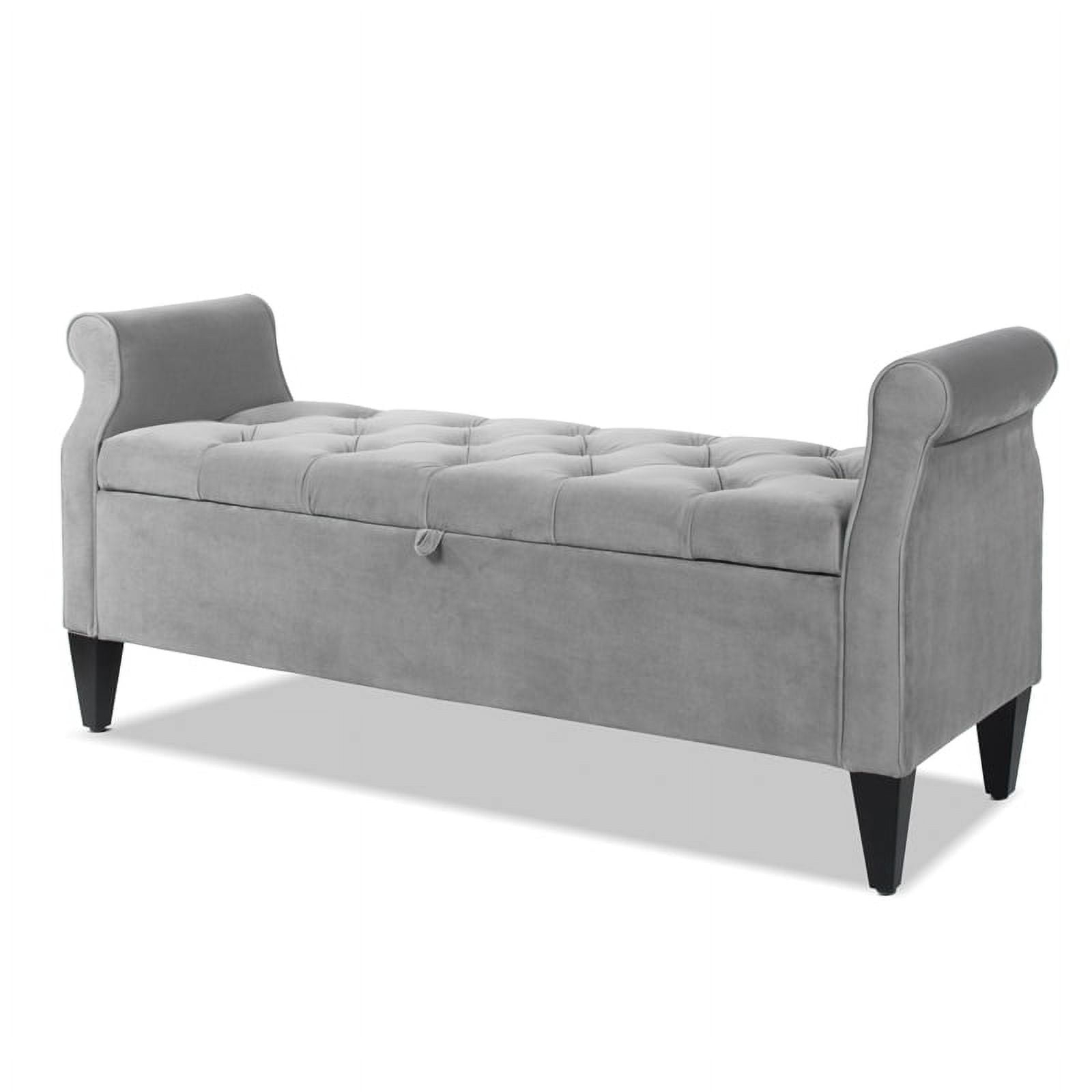 Jacqueline Tufted Roll Arm Storage Bench Grey