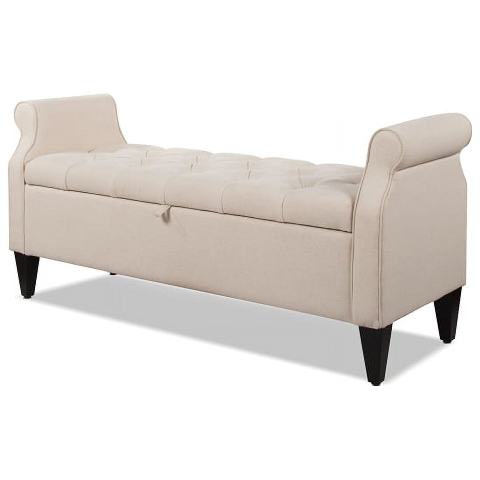 Jacqueline Tufted Roll Arm Storage Bench Sky Neutral