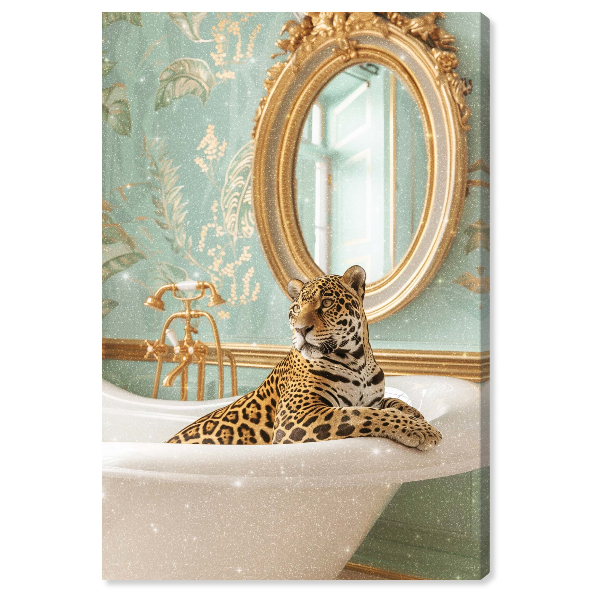 Jaguar Bathroom Canvas Jungle Bathroom Art by Art Remedy, Gallery Wrapped, 10" x 15"