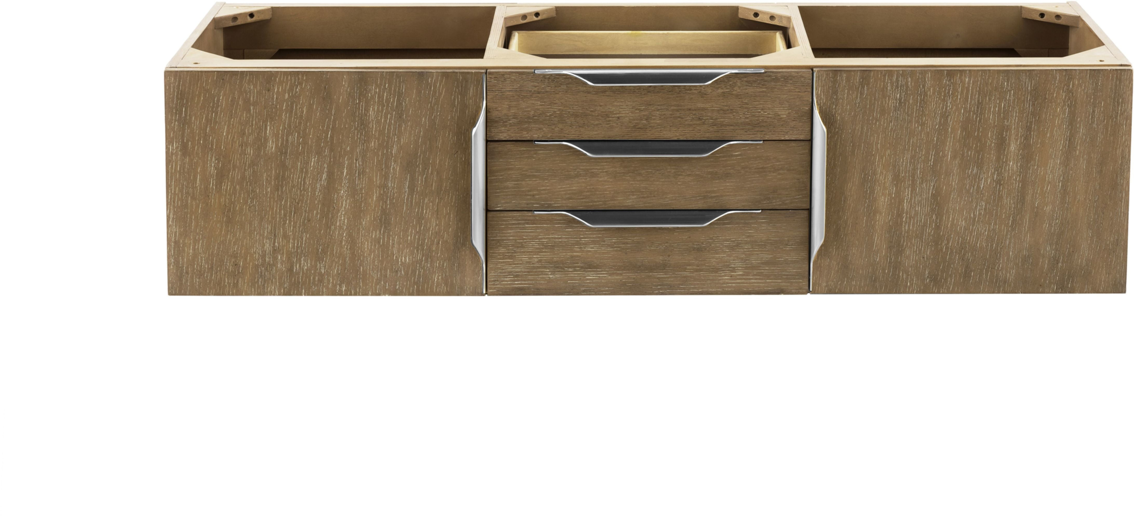 James Martin Vanities 983-V59d-W-N Mercer Island 59" Wall Mounted Double Basin Wood Vanity