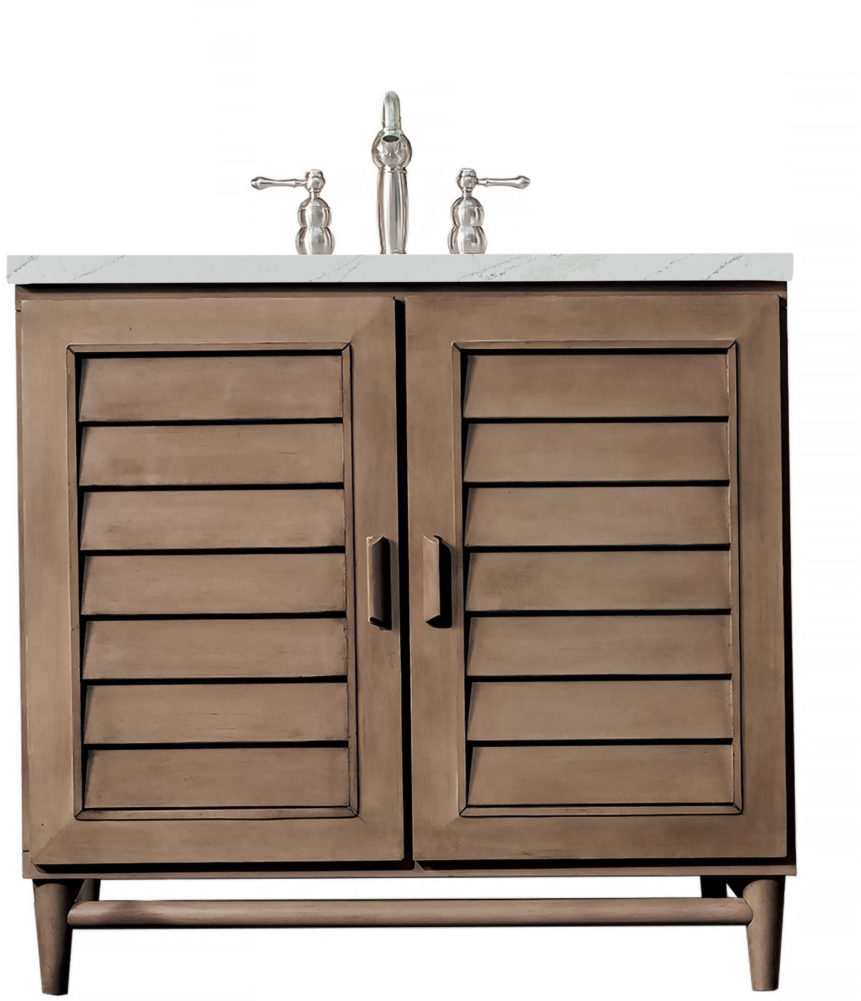 James Martin Vanities 983-V59d-W-N Mercer Island 59" Wall Mounted Double Basin Wood Vanity