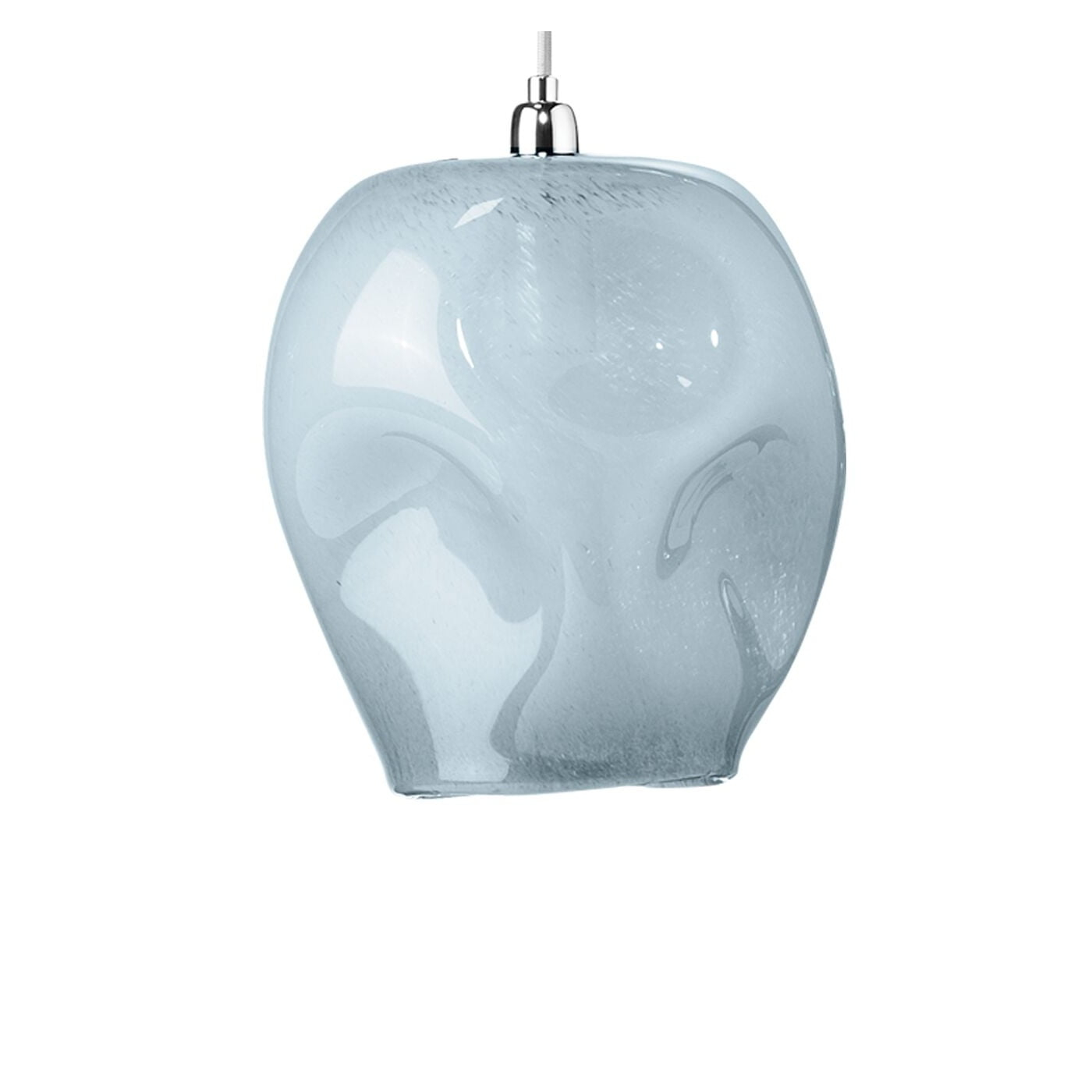 Jamie Young Co Large Coastal Dimpled Glass Pendant in Cornflower Blue/Silver