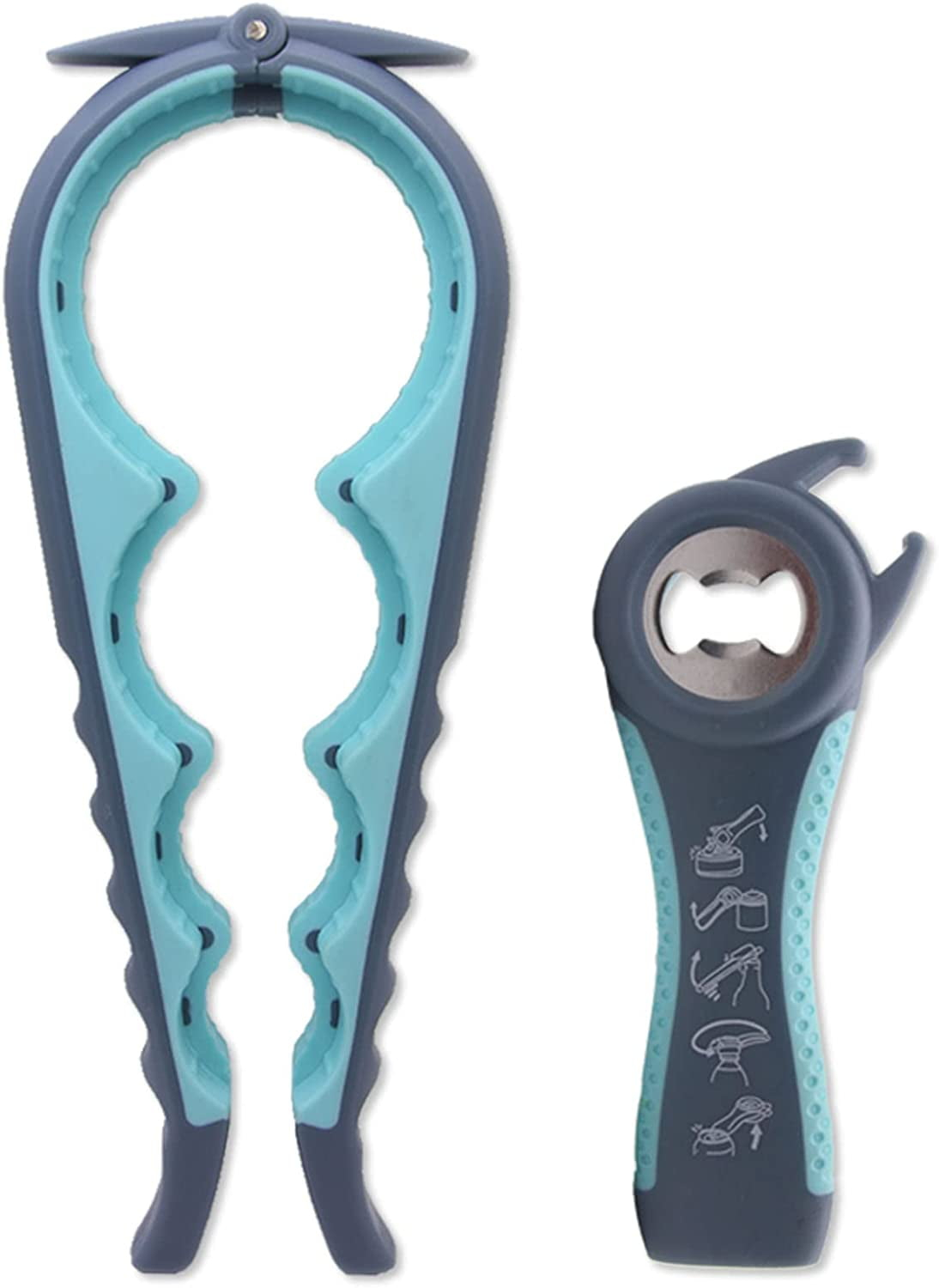 Bottle Opener for Arthritic Hand,Jar Opener for Old People, Children, Women, Those with Weak Hands,Multifunctional Kitchen Gadgets (02-Blue)