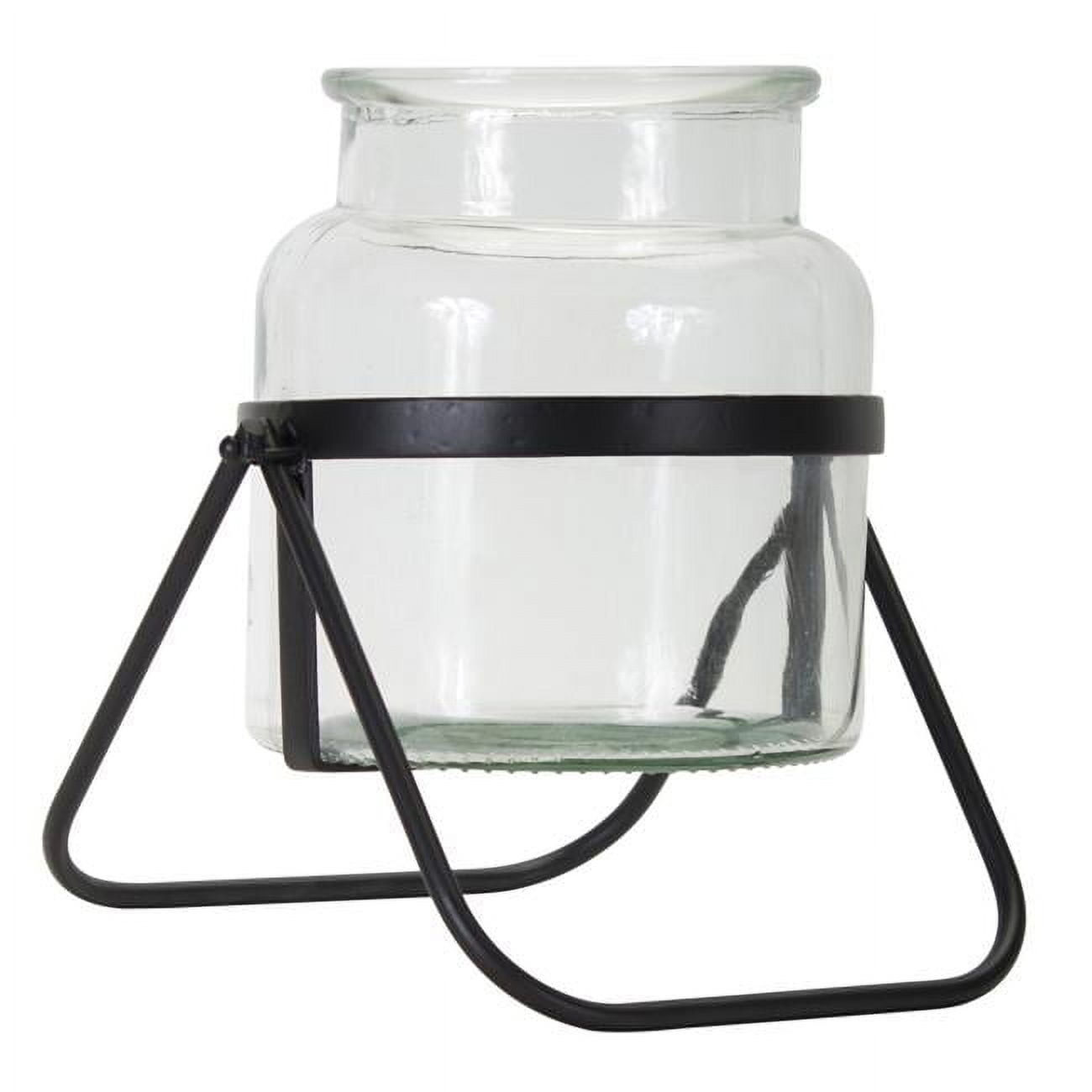 Vase In Stand (Set Of 2) 9"H Metal, Glass
