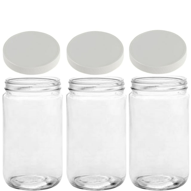 Jarming Collections 32oz Wide Mouth Glass Storage Jars – Extra-Wide Opening with BPA-Free Plastic Lids for Easy Filling, Food Storage, Pantry Organization & Canning Storage – Made in USA (3 Count)