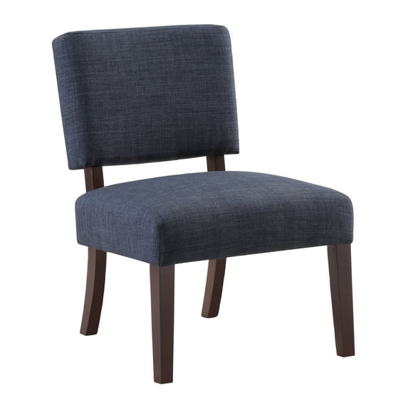 Jasmine Accent Chair in Navy Fabric with solid wood legs