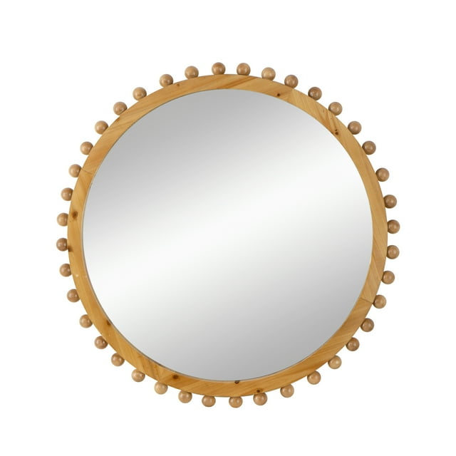 A&B Home Round Beaded Wall Mirror - Farmhouse Circular Wall Mirror with Beaded Wooden Frame, Home Wall Décor, 34" x 2" x 34"