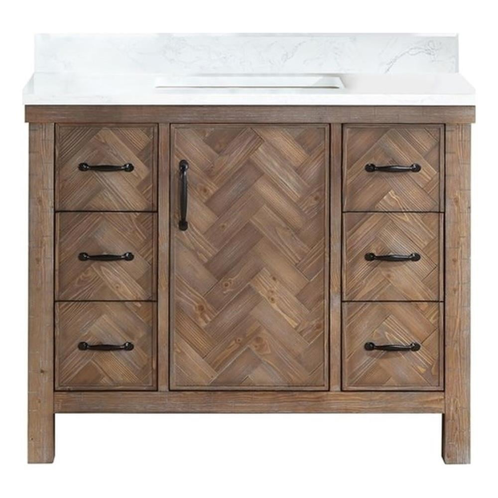 Javier 42" Bath Vanity in Spruce Antique Gray with White Grain Composite Stone
