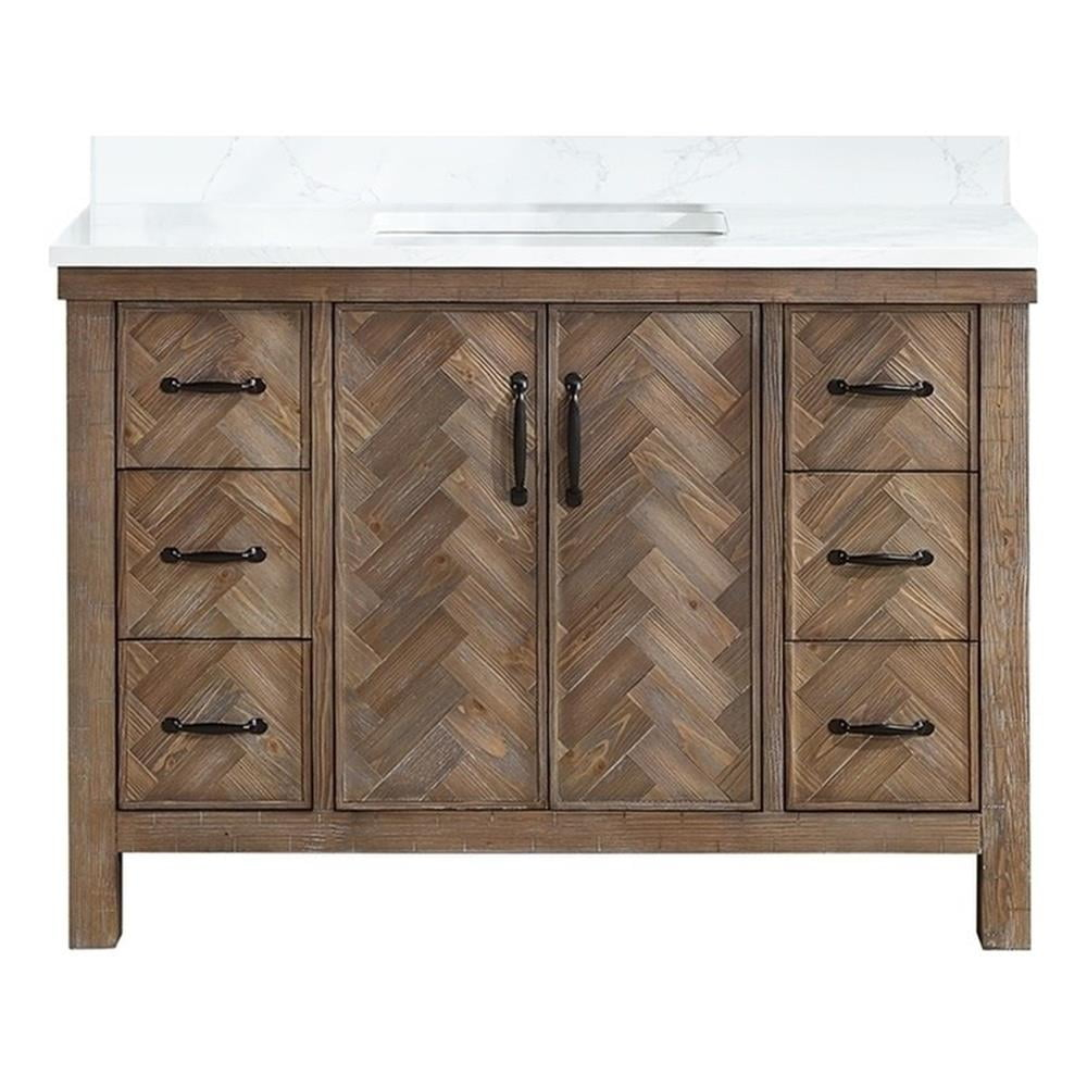 Javier 48" Bath Vanity in Spruce Antique Gray with White Grain Composite Stone