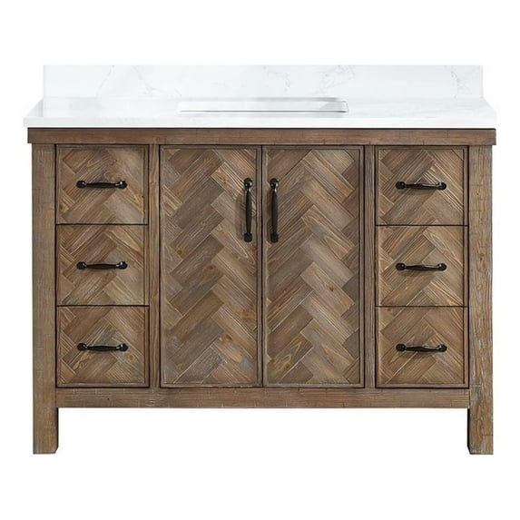 Javier 48" Bath Vanity in Spruce Antique Gray with White Grain Composite Stone