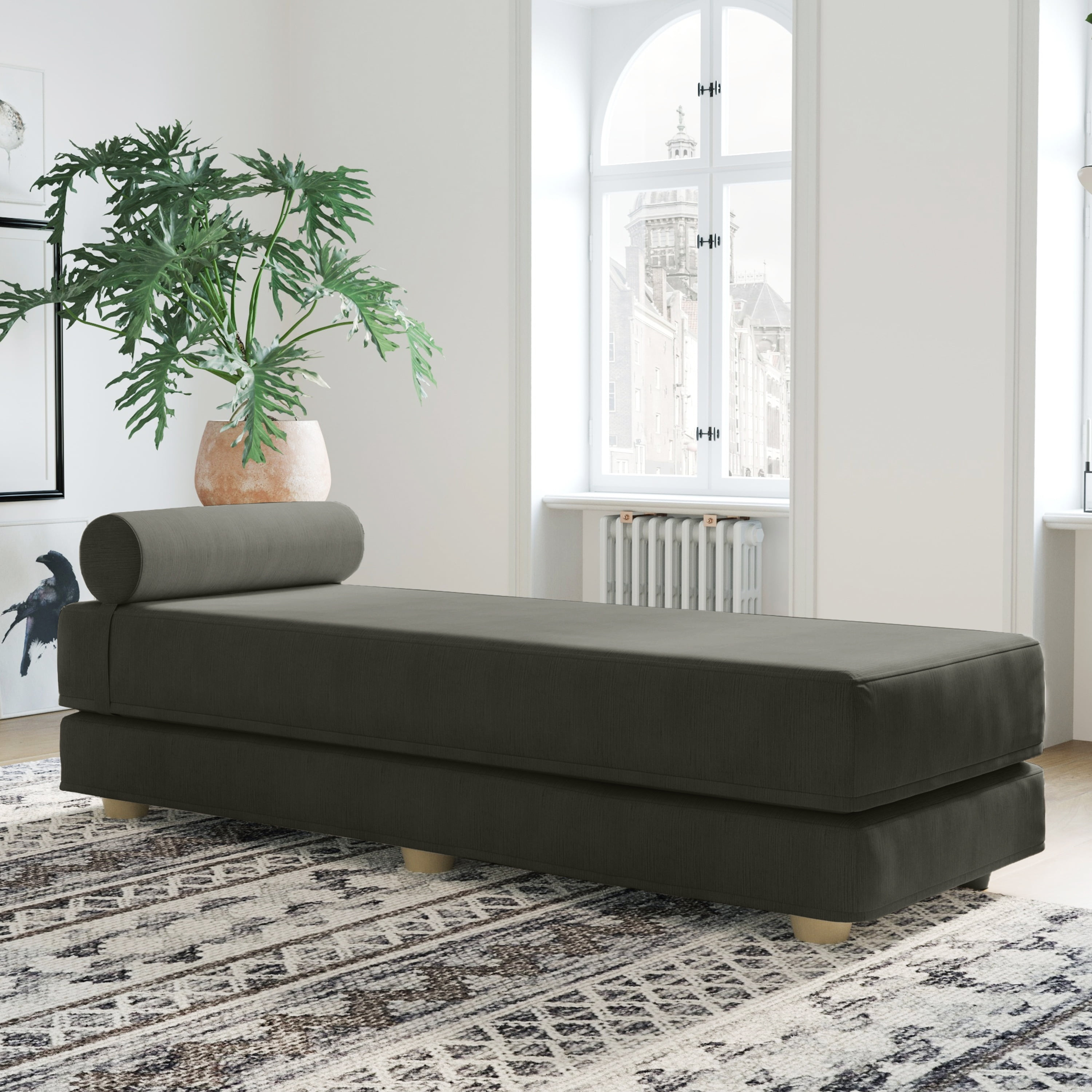 Jaxx Alon Daybed | Fold-Out Sleeper | Queen-Size Mattress - Charcoal