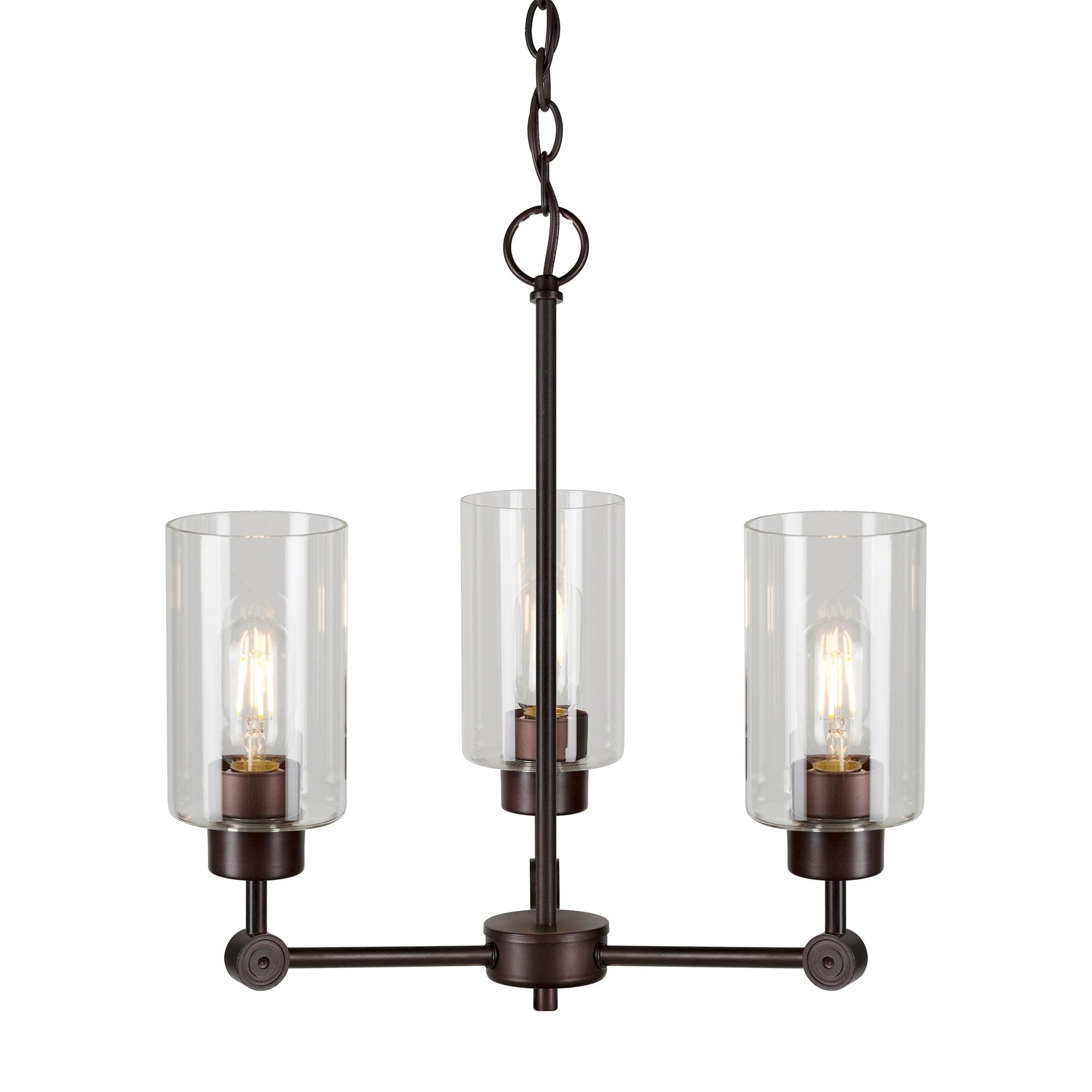Jayden 3-Light Antique Bronze Chandelier with Clear Glass - Antique Bronze