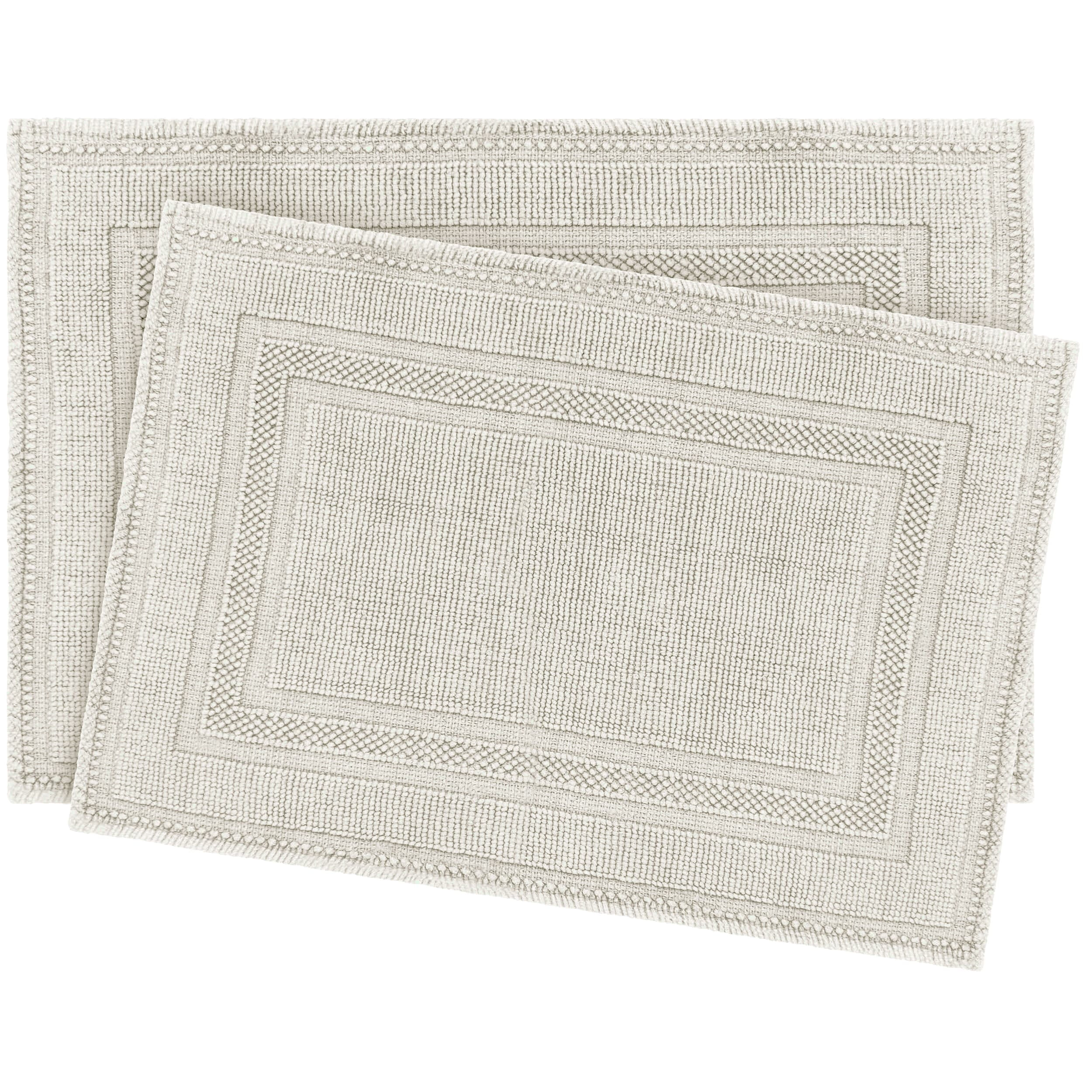Jean Pierre Cotton Stonewash Racetrack 2-Piece Bath Rug Set, Lt Gray