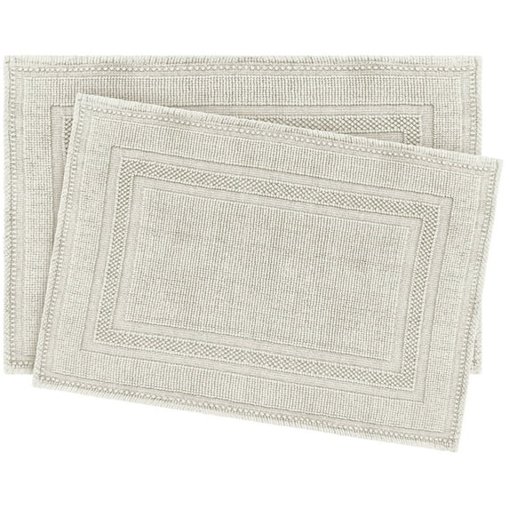 Jean Pierre Cotton Stonewash Racetrack 2-Piece Bath Rug Set, Lt Gray