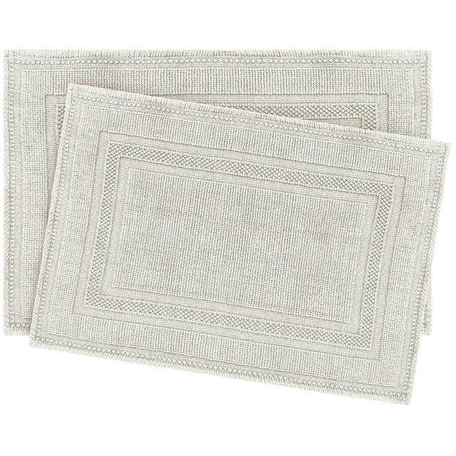 Jean Pierre Cotton Stonewash Racetrack 2-Piece Bath Rug Set, Lt Gray