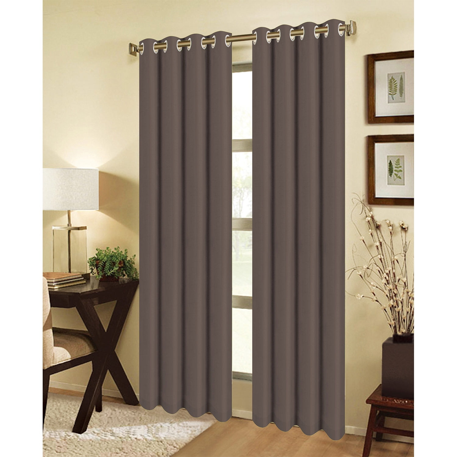 Jeannie Room Darkening Grommet Window Panel, Chocolate, 54x95 Inches