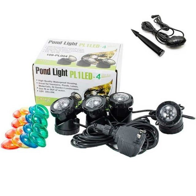 Jebao PL1LED-4 Submersible Pond LED Light with 4 Colored Lenses