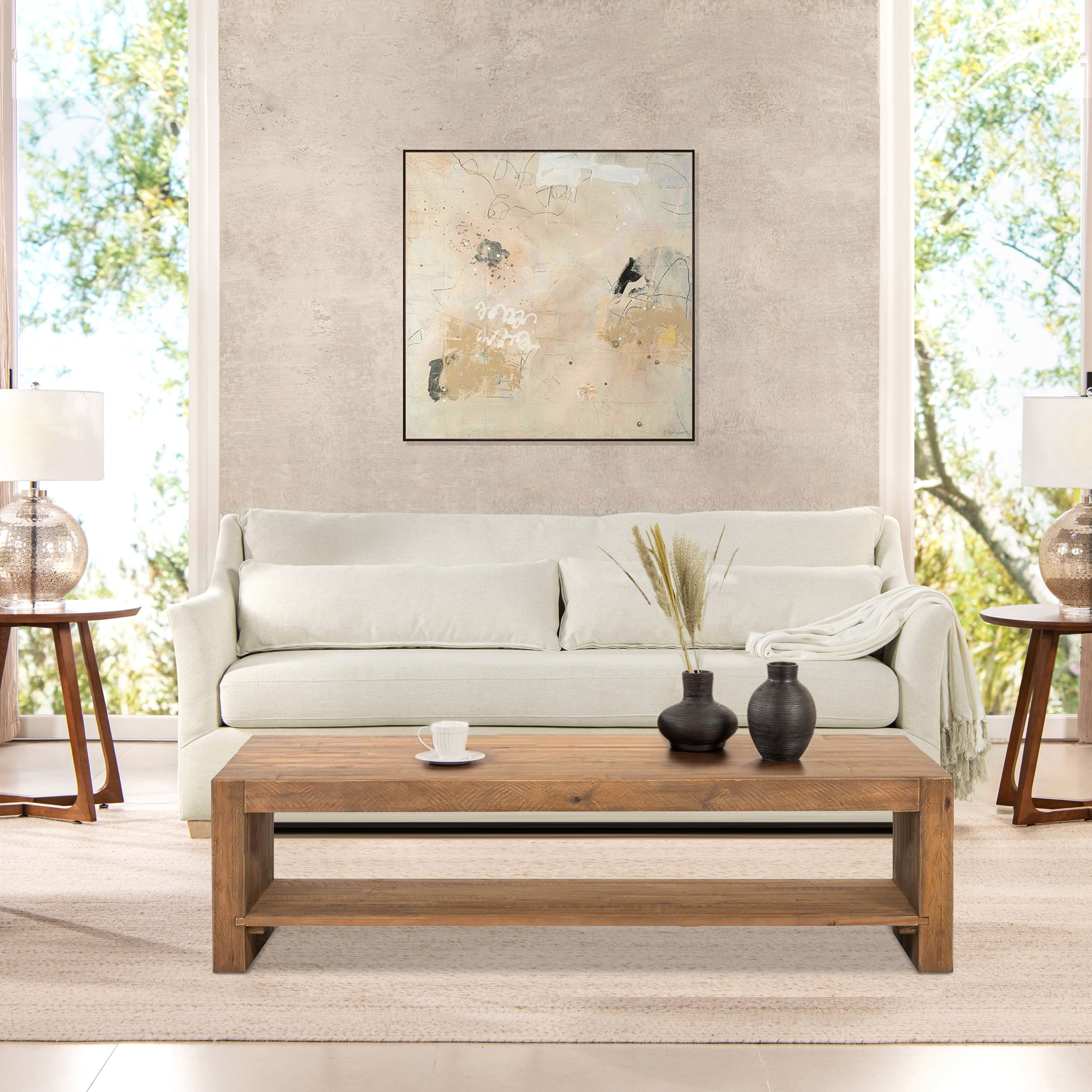 Jennifer Taylor Home Ada Modern Fabric Sofa with Flared Arm in Flax White