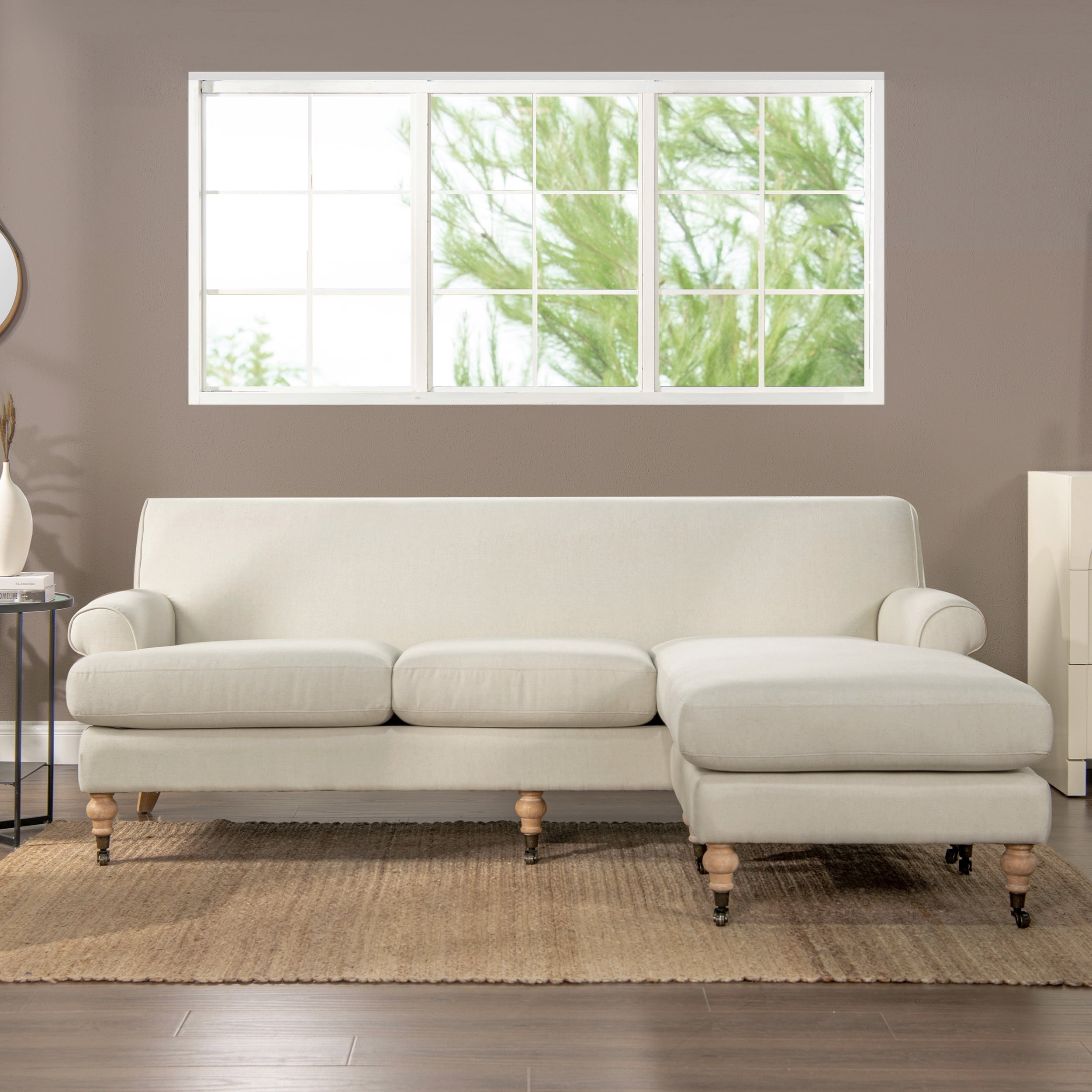 Jennifer Taylor Home Alana 88" Lawson L-Shape Reversible Living Room Sectional Sofa, Light Beige