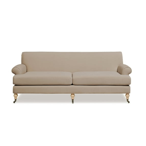 Jennifer Taylor Home Alana 88" Lawson Living Room Two-Cushion Tightback Sofa Couch with Metal Casters, Mink Beige