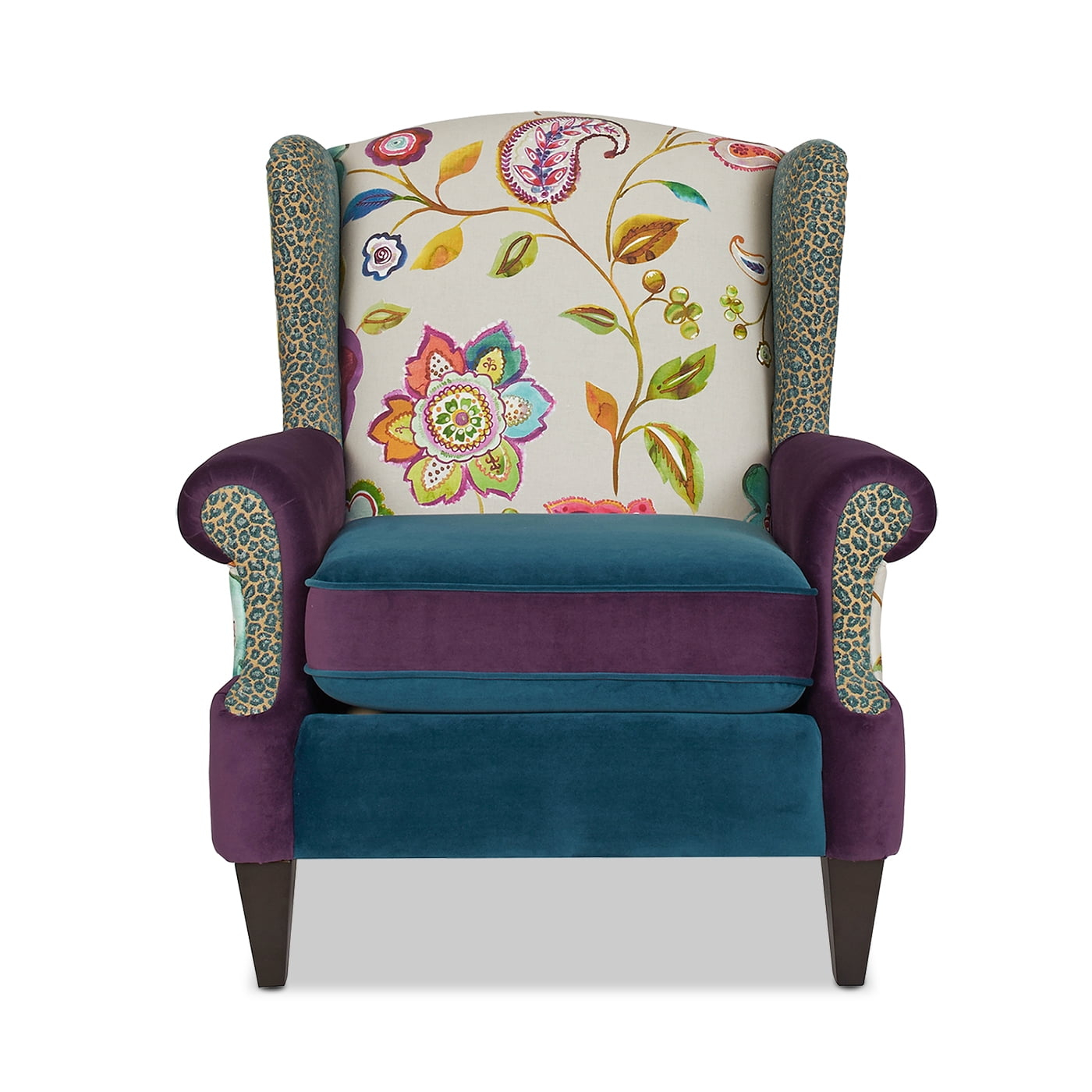 Anya Wingback Accent Arm Chair Multicolored Floral