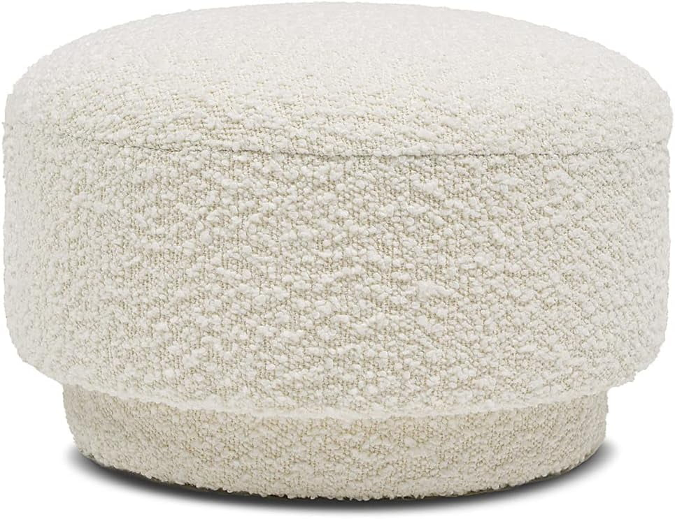 Fuji 15" Mushroom Footstool Ottoman Ivory White Boucle
