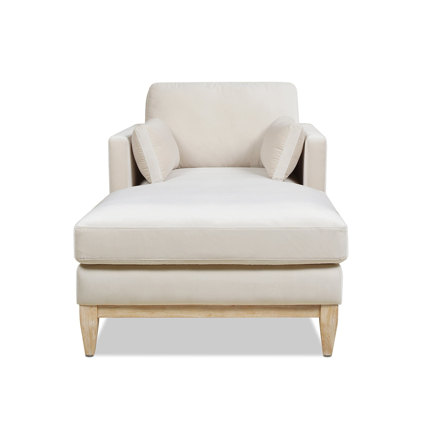 Jennifer Taylor Home Knox 65" Modern Farmhouse Performance Velvet Living Room Chaise Lounge Chair in French Beige