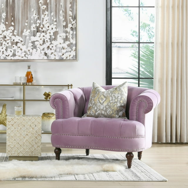 Jennifer Taylor Home La Rosa 42" Victorian Tufted Upholstered Living Room Accent Chair, Lavender