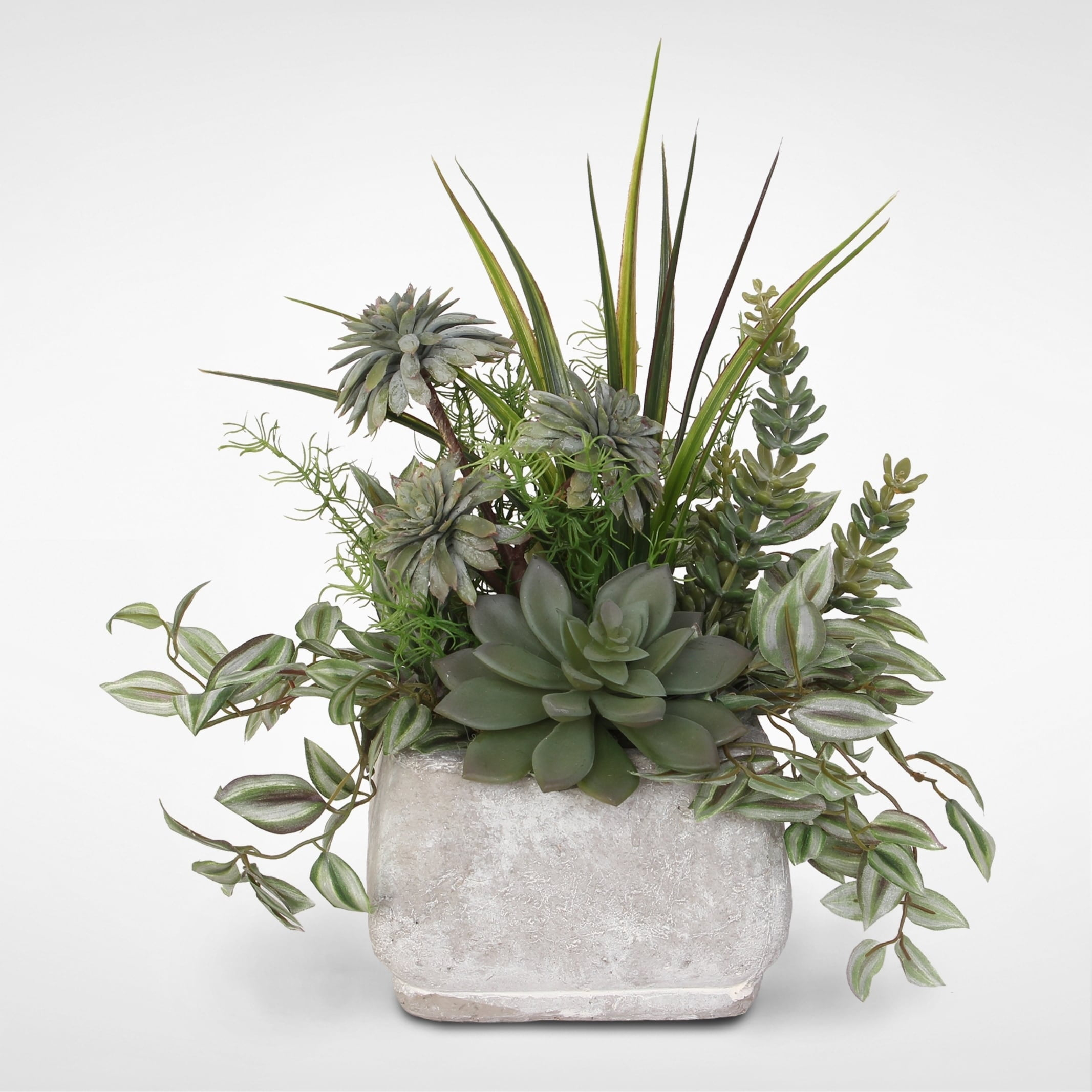 Jenny Silks Assorted Artificial Succulents & Greenery in a Stone Pot