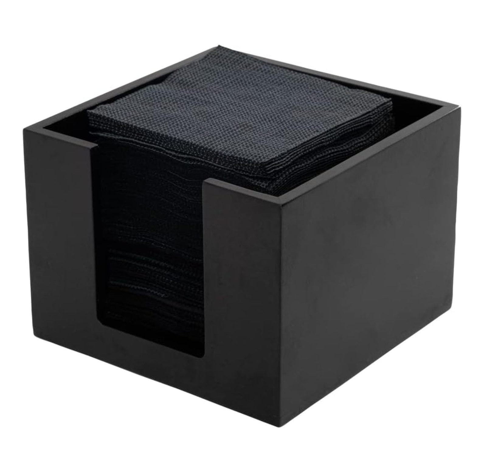 JepoIA 5.5 x 4 Inch Cocktail Napkin Holder 1 Square Flat Napkin Holder - For Bars Kitchen Tables or Countertops Sturdy Black Bamboo Tissue Napkin Holder Dining Room Decor