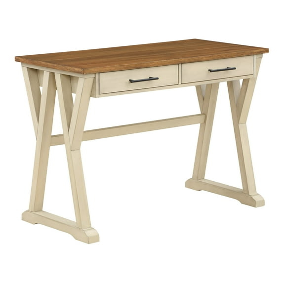 Jericho Rustic Writing Desk w/ Drawers  in Antique White in Engineered Wood