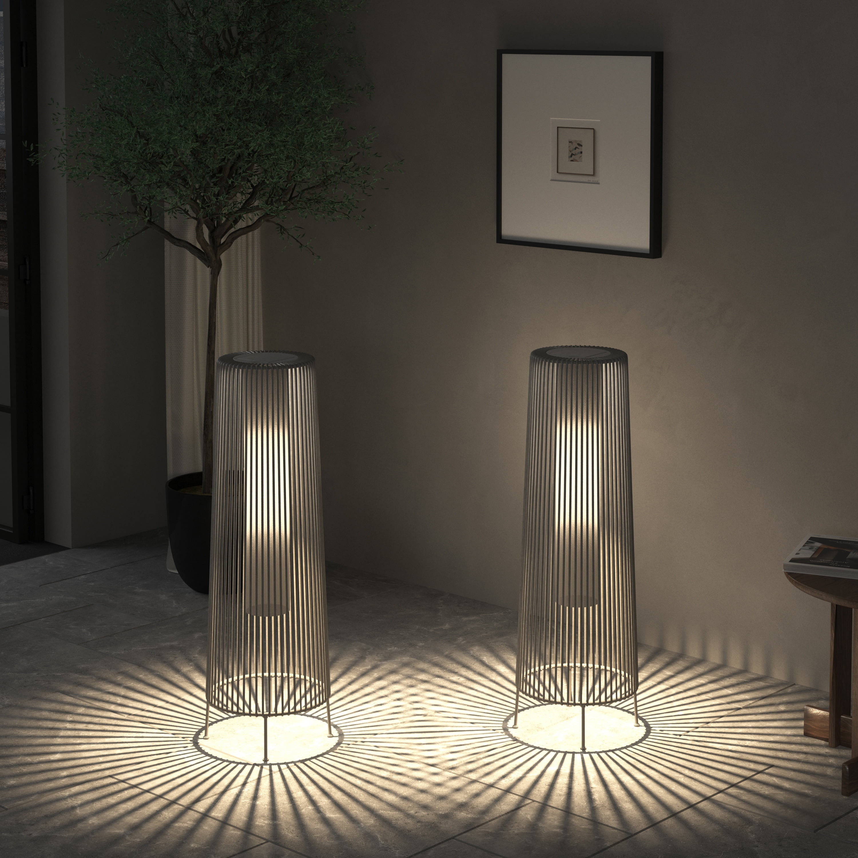 Jerry Guo 2 Pack Outdoor Solar Light Floor Lamps 8.6"x8.6"x26.7" - Charcoal-2Pack