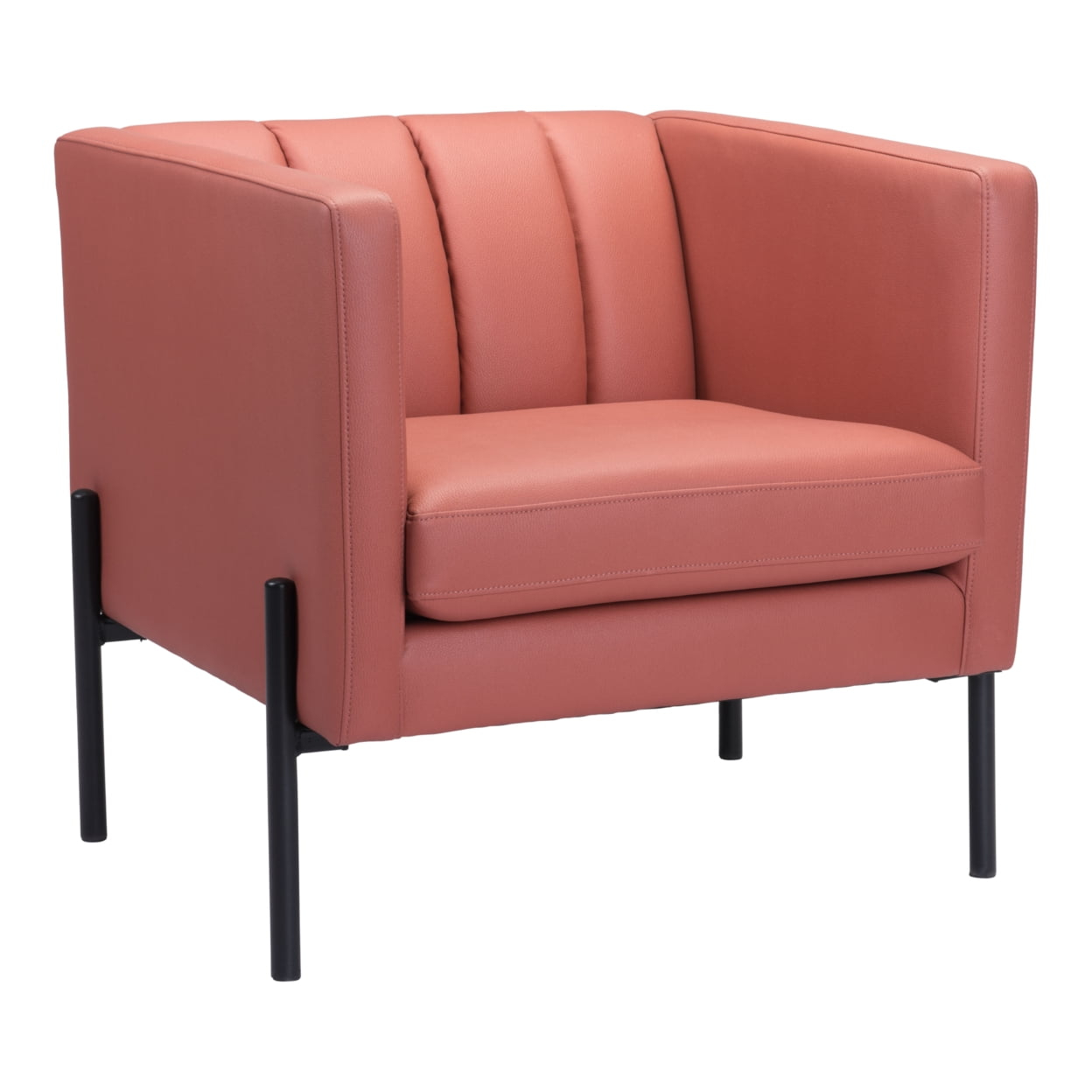Jess Accent Chair Mid Century Modern Vinyl Cover Steel Frame Matte Black Legs