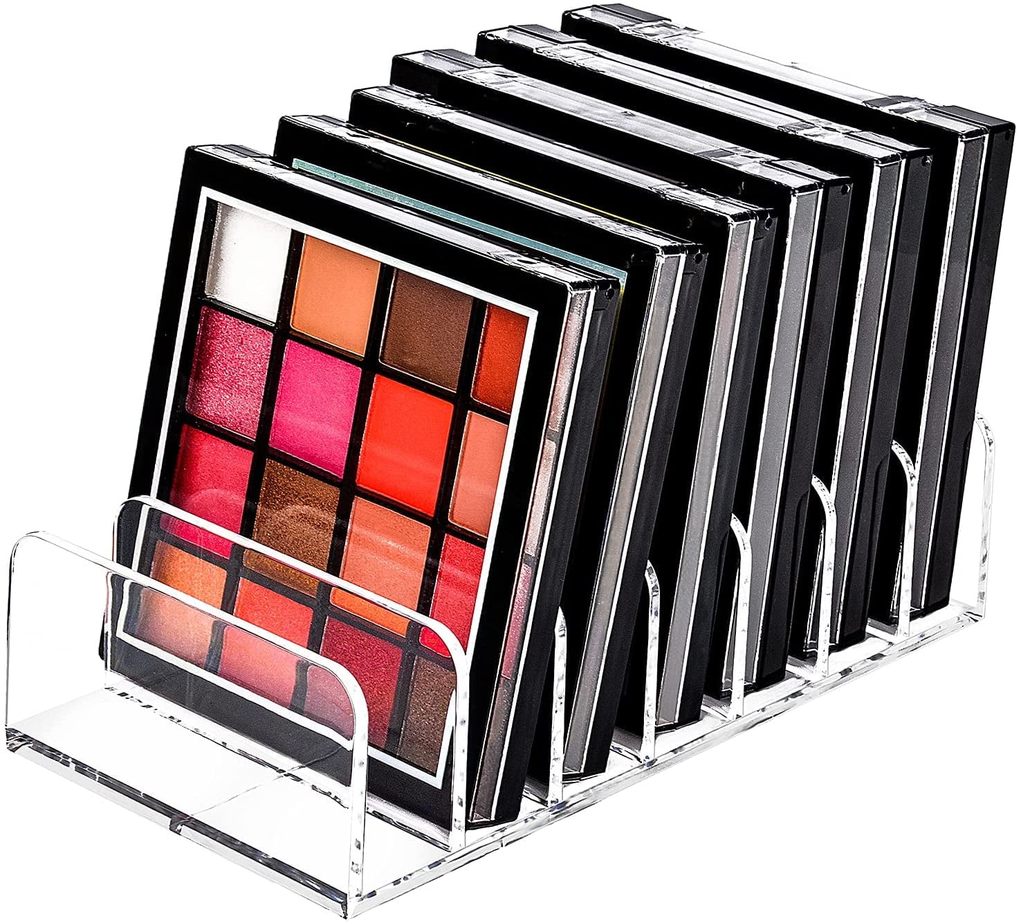 JessLab Small Palette Organizer, 7-Section Divided Plastic Makeup Organizer