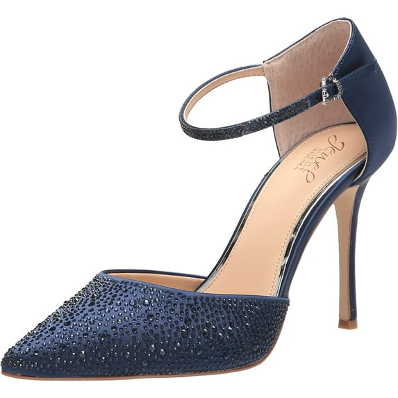 Jewel Badgley Mischka Womens Jailene Pump 7 Navy Satin