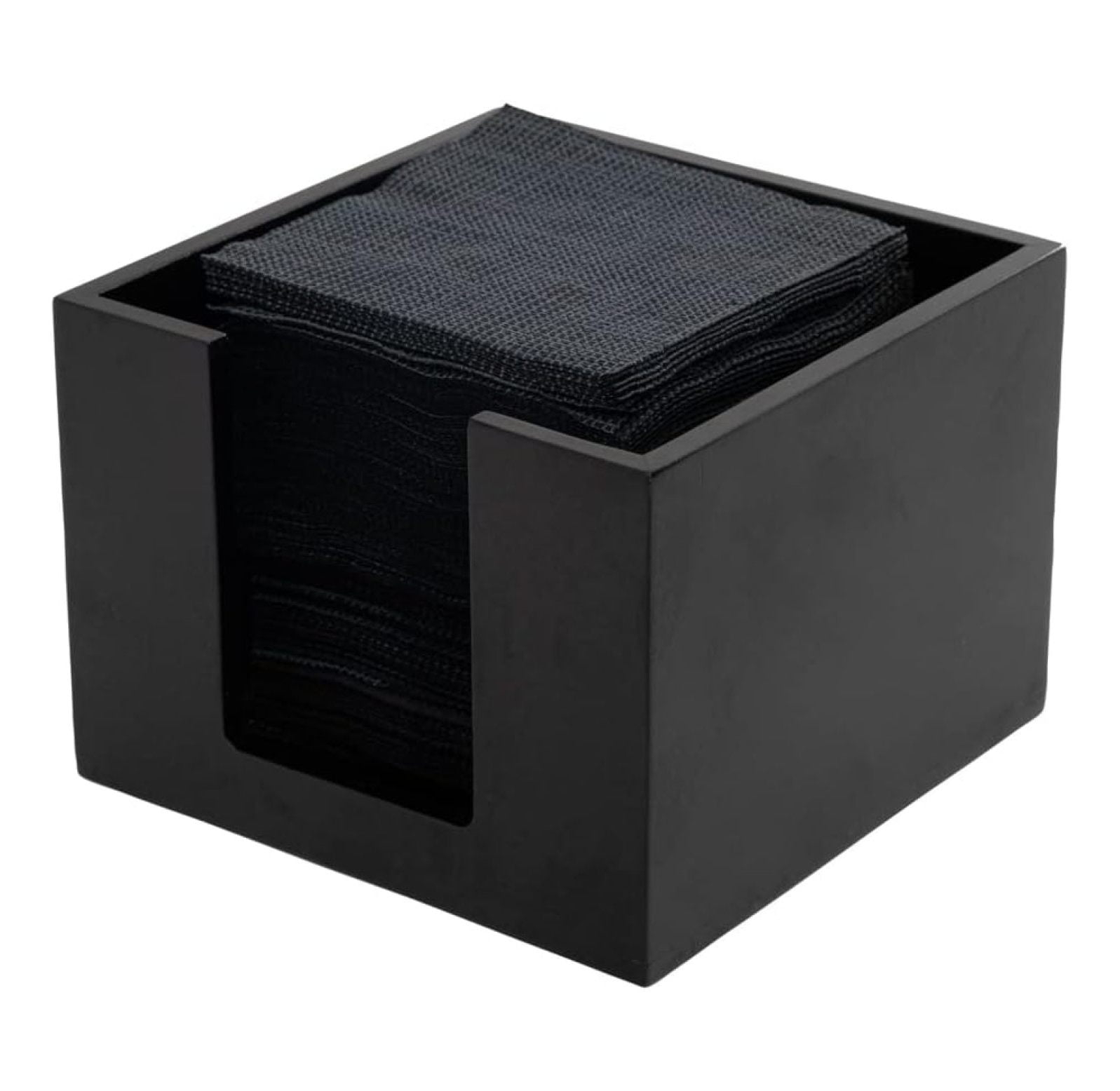 JepoIA 5.5 x 4 Inch Cocktail Napkin Holder 1 Square Flat Napkin Holder - For Bars Kitchen Tables or Countertops Sturdy Black Bamboo Tissue Napkin Holder Dining Room Decor