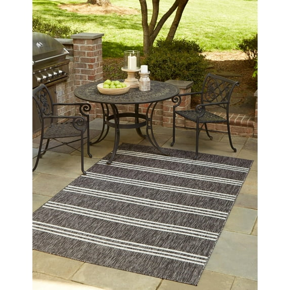 Jill Zarin Outdoor Collection Area Rug - Anguilla (2' x 3' 1" Rectangle Charcoal/Ivory)