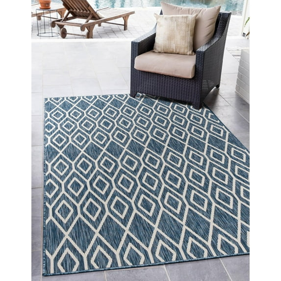 Jill Zarin Outdoor Collection Area Rug - Turks and Caicos (5' 3" x 8' Rectangle Blue/Ivory)