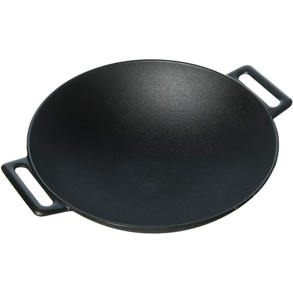 Cast Iron Wok, Jim Beam 12'' Grilling Wok, Pre Seasoned Cast Iron Wok with Handles, Wok Provides Superior Heat Retention and Even Cooking, Cast Iron Wok for Grill and Oven use