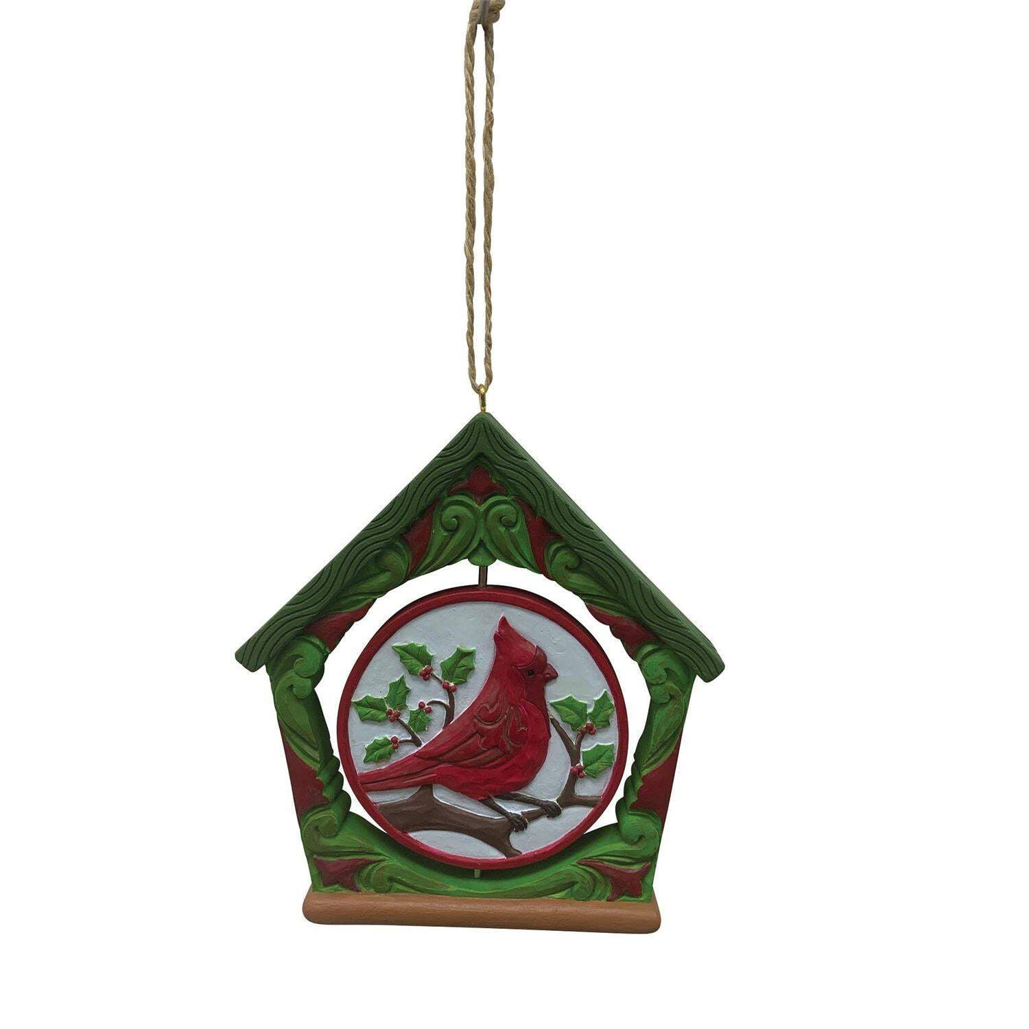 Jim Shore 4.5 Inch Cardinal Birdhouse Ornament Rotating Middle Merry Bright Tree Ornaments