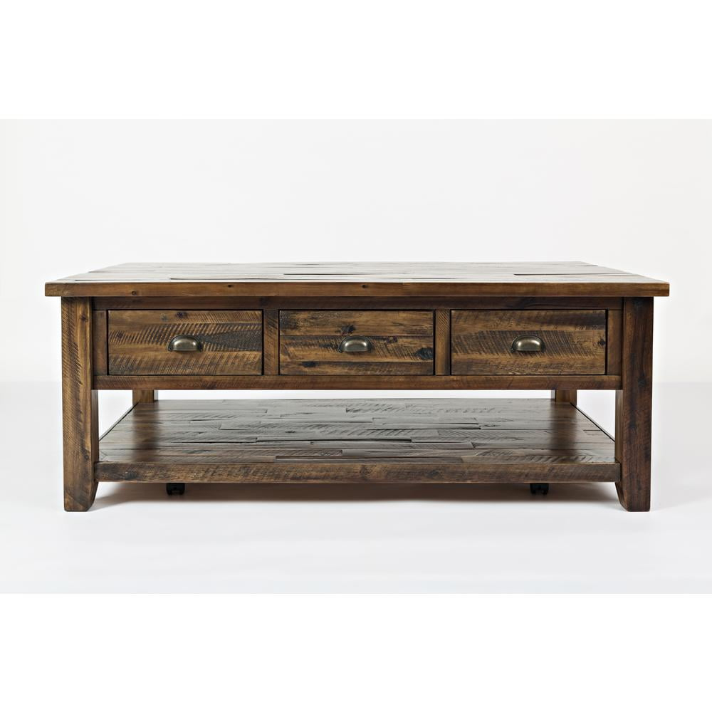 Jofran Artisan's Craft Rustic Farmhouse Distressed Solid Wood Coffee Table